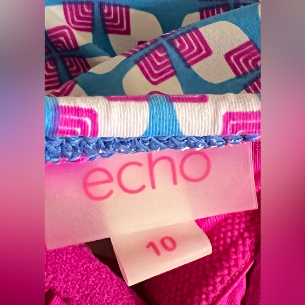ECHO Design Mid Century Style Retro Geometric One Piece Swimsuit Blue and Purple - Picture 8 of 12